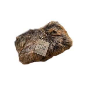 RH Restoration Hardware Scarf Brown New Faux Coyote Luxe Fur Women OS NWT